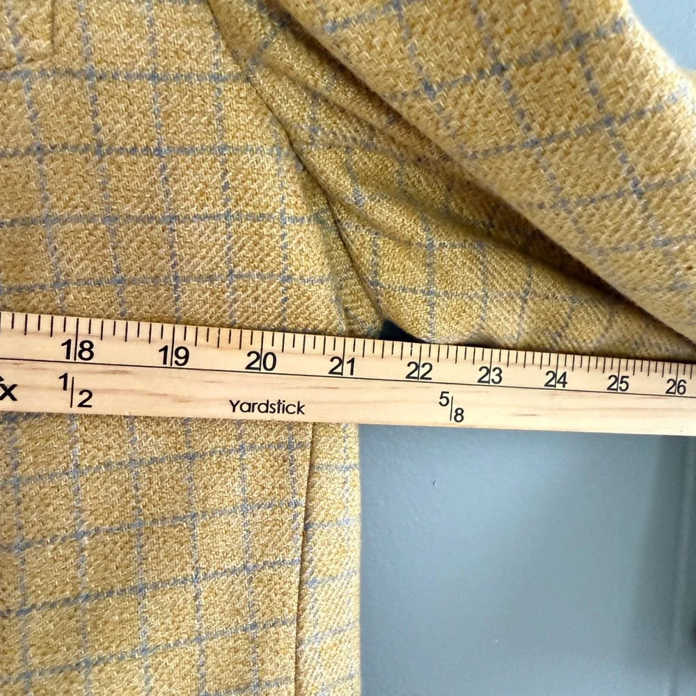 Vtg Maus & Hoffman 100% Cashmere Blazer Mens 42R Yellow Windowpane Quiet Luxury